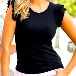 Boston Proper Ruffle Shoulder Top